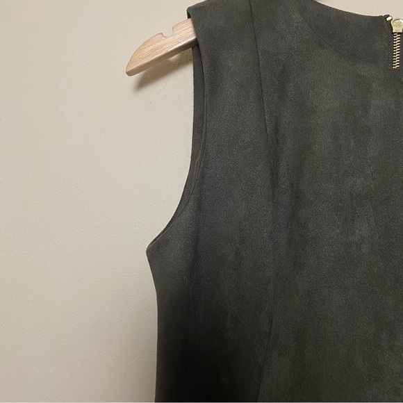 NWT Calvin Klein Elegant Olive Green Suede Sheath Sleeveless Midi Dress Sz 8 - Picture 6 of 15